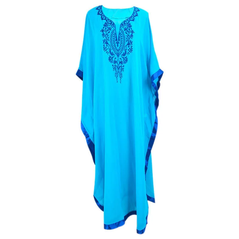 

2021 New Fashion Boho Beach Dress Women Long Loose Chiffon Beach Wear Cover Up Ladies Maxi Dresses For Summer, Shown