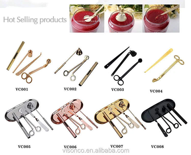 Wholesale Stainless Steel Gold Color Candle Scissors Cutting Tools Accessory Kit Candle Wick