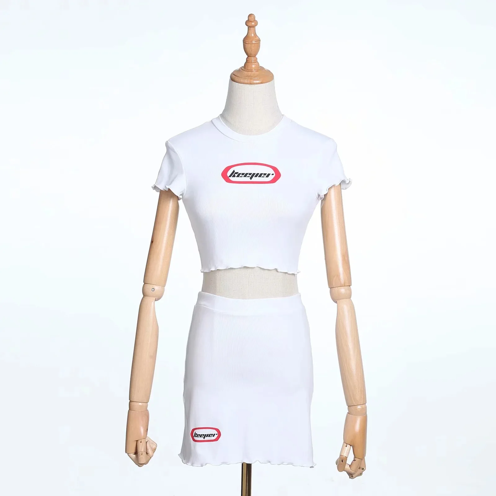 

2020 new arrivals summer collection women cotton two pieces top with skirt set for ladies