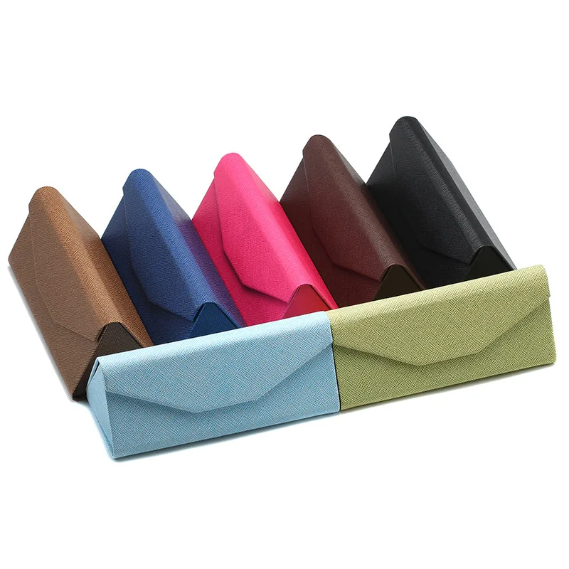 

2023 Fashion Eyewear Accessories Triangle Eyeglasses Box PU Leather Glasses Case Can Be Customized
