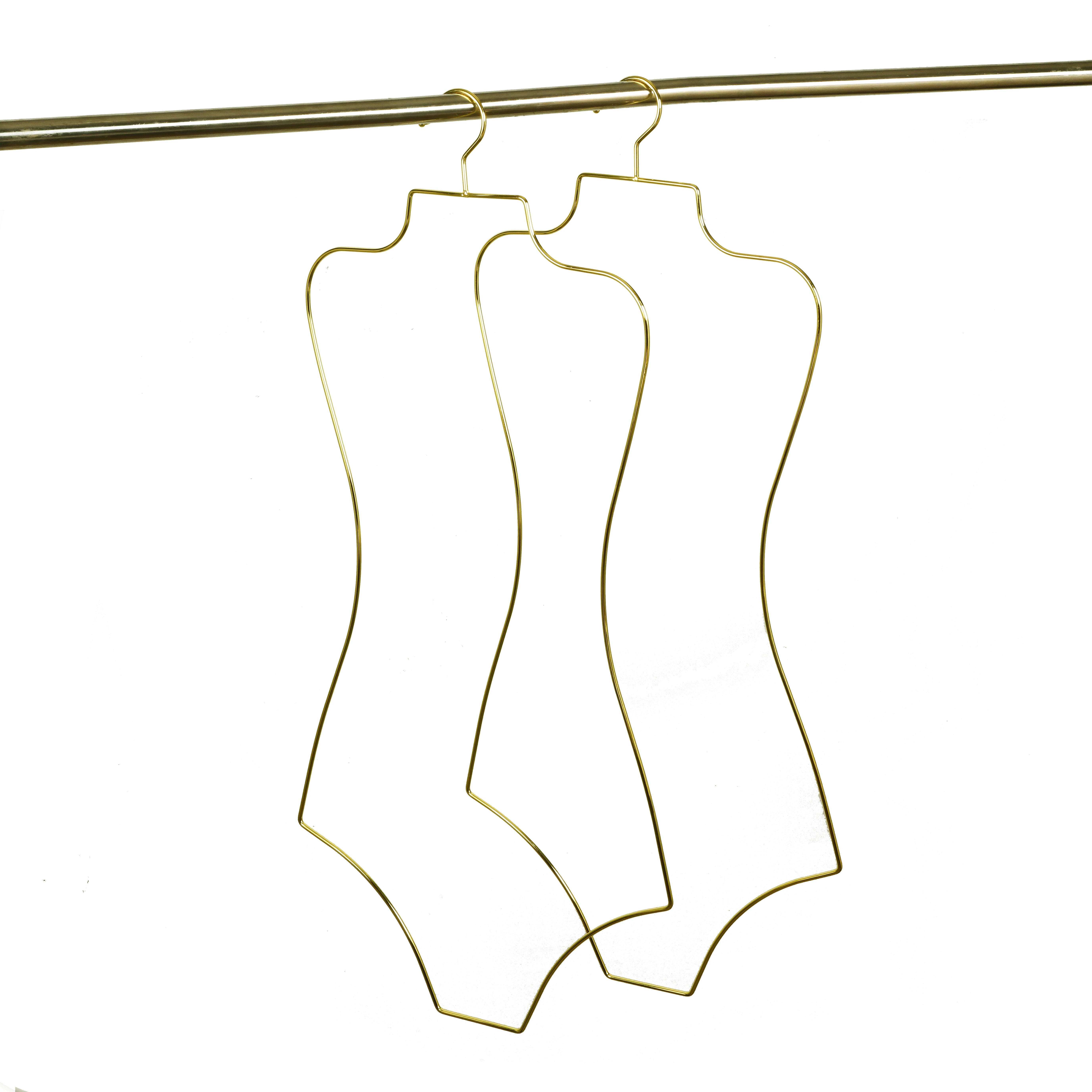 

Wholesale high quality body shape metal display bikini swimwear hanger, Rose gold