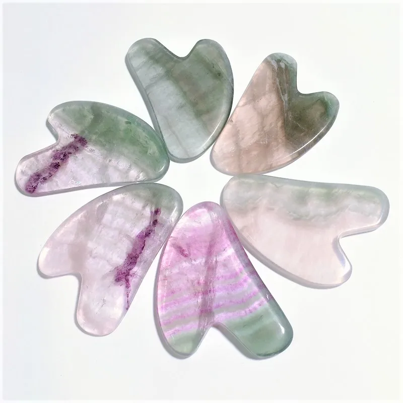 

Chinese factory fluorite heart shape guasha set jade mini massager