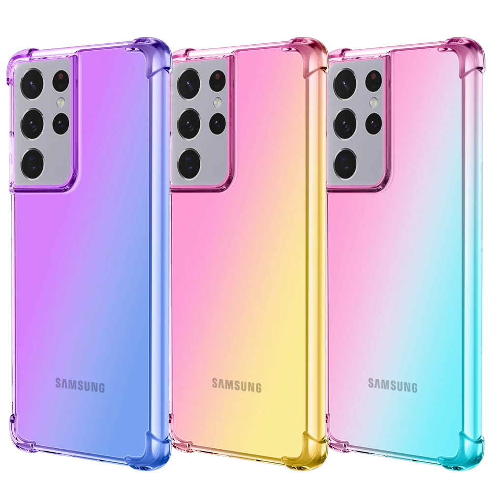 

For Samsung s21 Case Transparent Gradient Rainbow Phone Case for Samsung Galaxy s10 s20 Mobile Phones Cases Shockproof