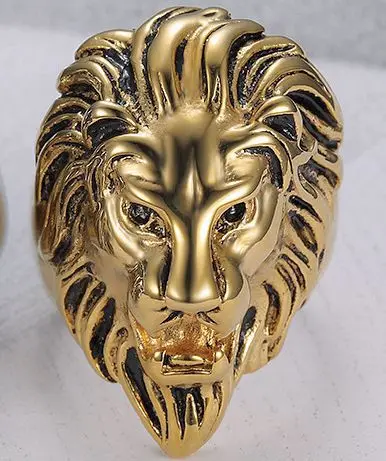 

Hot style hip hop stainless steel gold plated lion man ring