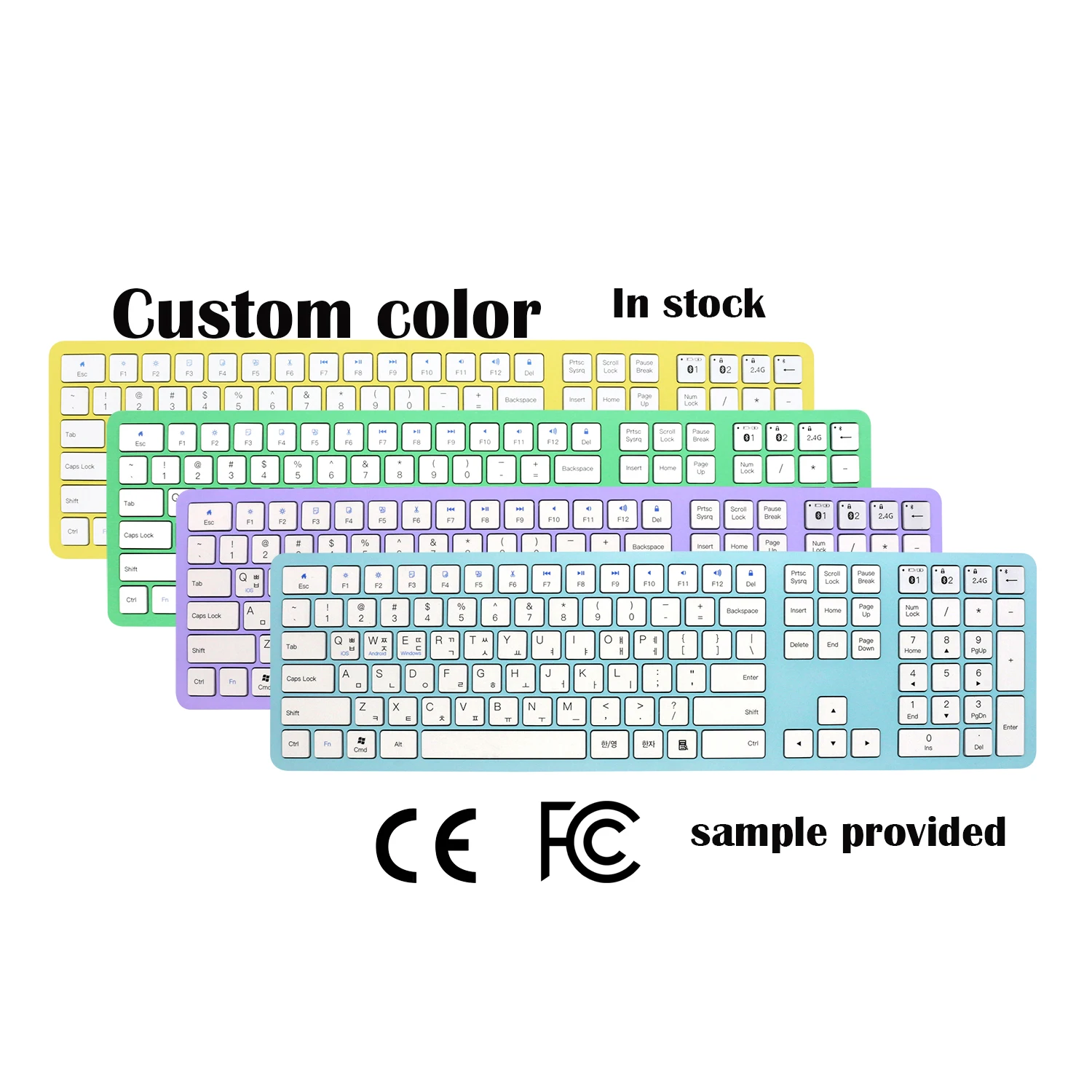 

custom teclado clavier azerty spanish keyboard white bluetooth toetsenbord computer key board wireless keyboard