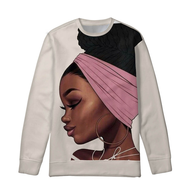 Custom Printed Ladies Long Sleeve Pullovers Women Black Queen African Girls Hoodies Teenagers Fashion Sweatshirt Hoodie 2019