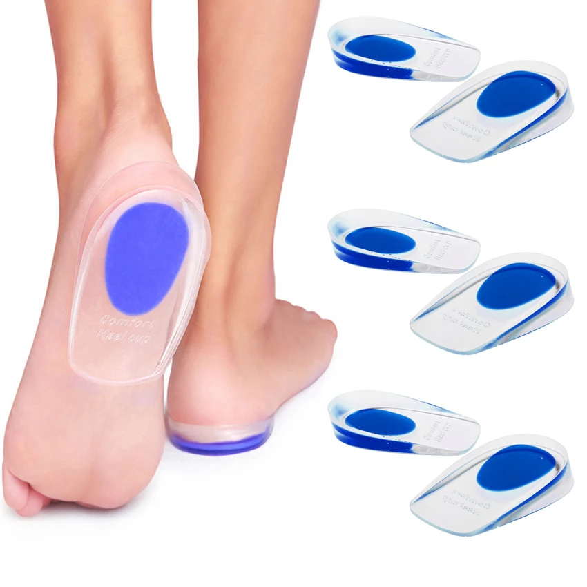 

Silicone Heel Cup Pads Gel Heel Cups Plantar Fasciitis Inserts Foot Care Silica Gel Cushion Pad (Large/Small) HA00432, Blue/red/rose/custom colors