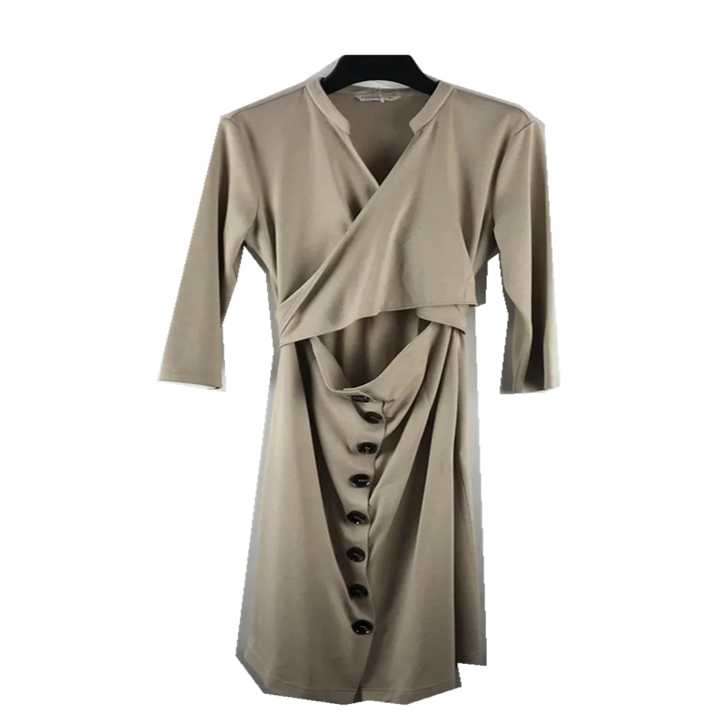 
Casual Soft knitted long-sleeved button dress with belt 