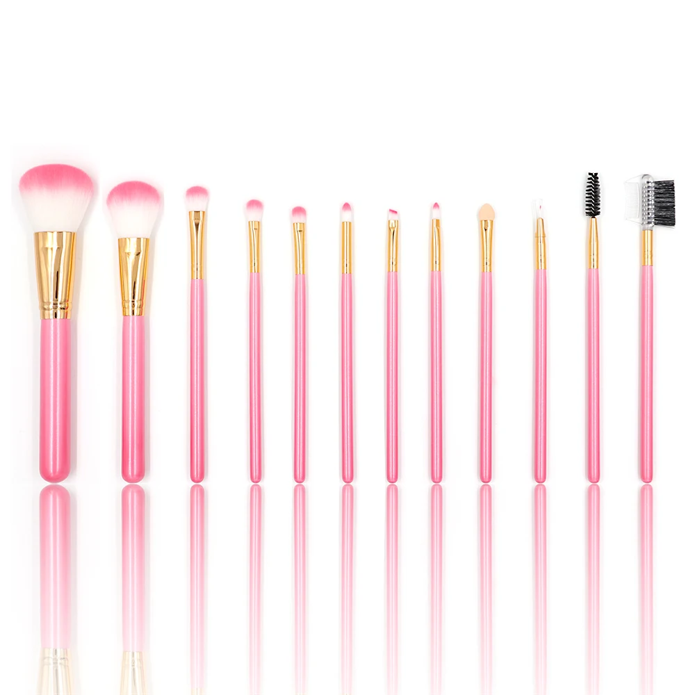 

Professional 12 golden pink makeup brush without bag