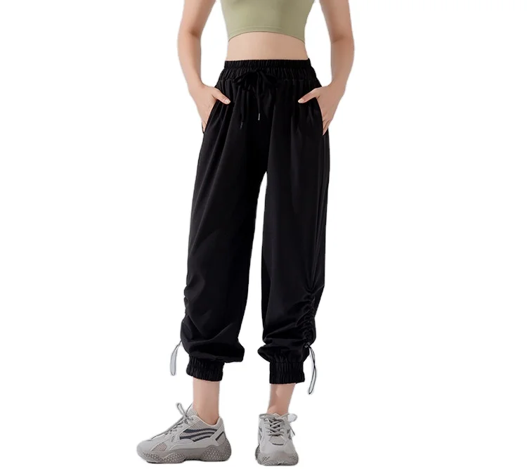 

New Women Quick Dry Running Fitness Tie Foot Loose Yoga Jogger Pants, Customized color