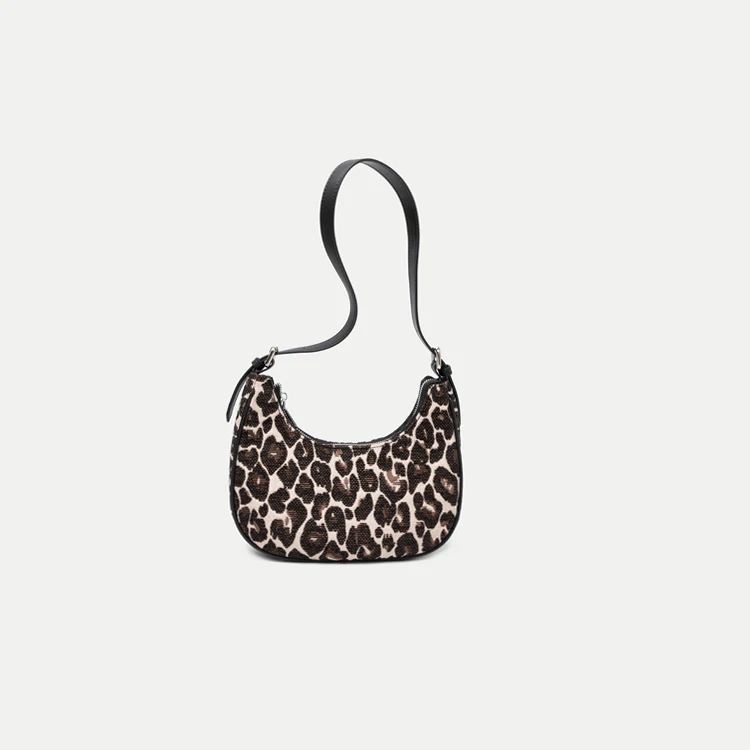 

2021 Designer Ladies Genuine Leather Shoulder Armpit Half Moon Bags Purses and Handbags For Women, Leopard