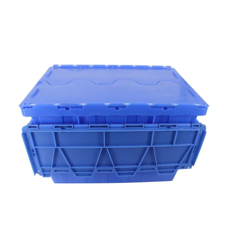 Wholesale Stackable Attached Lid Cheap Blue Plastic Moving Boxes For