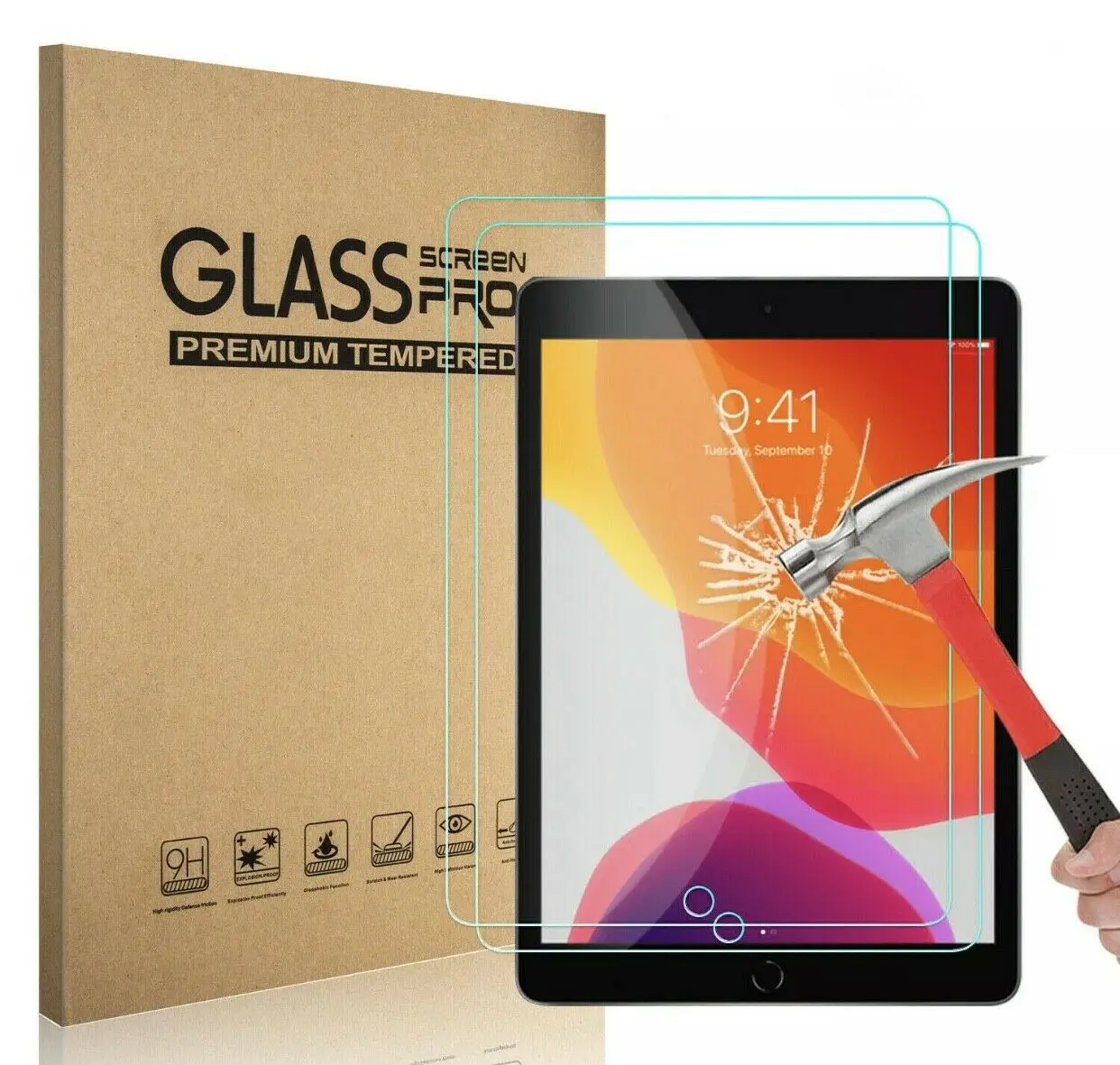 

2-Pack Tempered Glass Screen Protector Cover For iPad 10.2 inch 2019 7th Gen HD and for ipad all models, Crystal clear