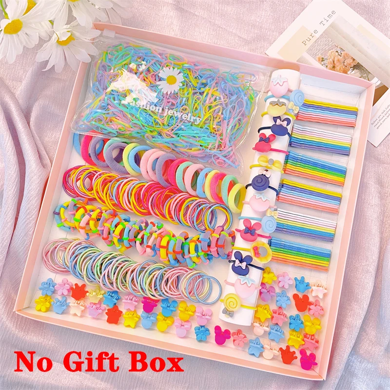 

Korean simple hair clip head rope gift set children's baby small flower clip BB clip girl hair rope band, Mix colors