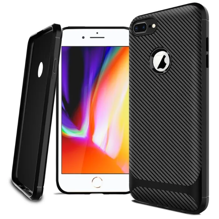 

Wholesale Carbon Fiber Silicone Case for iPhone 7 8 6Plus XR XS MAX, Black, red, blue, green