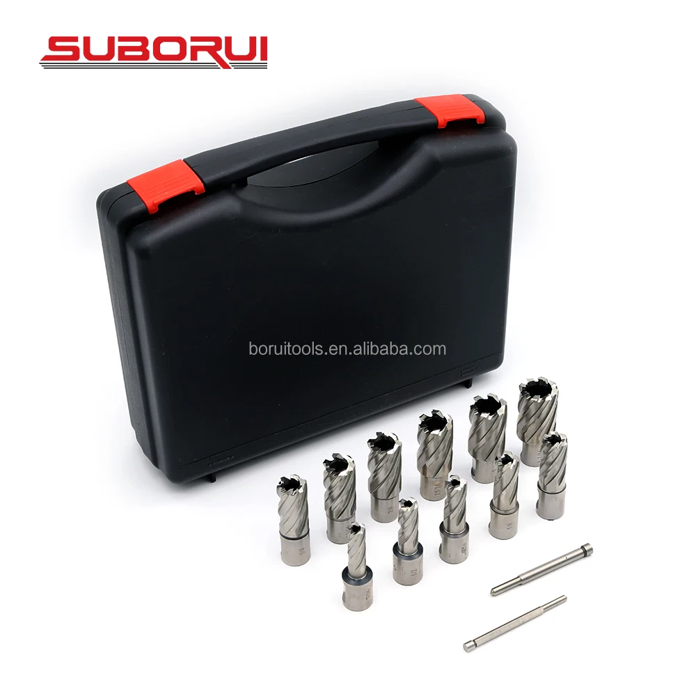 SUBORUI in Stock 13PCS HSS Metric Slugger Magnetic Drill Bit Broach Cutter Annular Cutter Set for Magnetic Base Drill