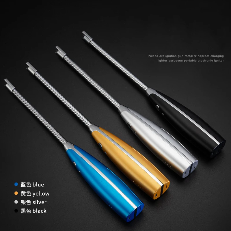 Multi-Purpose Arc Lighter Windproof BBQ Lighter Flameless with Flexible Long Neck Battery Display, Safety Switch