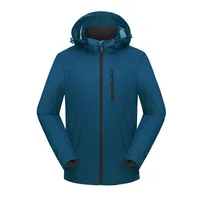 

Mens Navy Blue Custom Logo Embroidered Sport Hooded windbreaker Jacket Waterproof