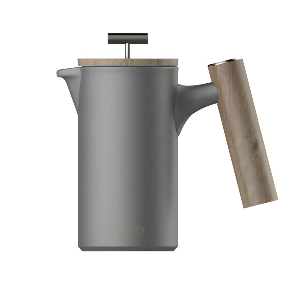 

DHPO barista machine Matte black ceramic french press coffee set wooden handle, Black, white, gray, red, blue, green, yellow