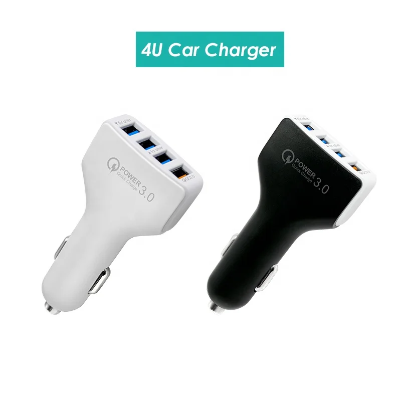 

Wholesale US EU UK car plug QC3.0 4 multi usb port travel adaptive Universal car charger for Smartphone fast charging, Black and white