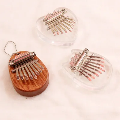 

8 keys mini kalimba portable wooden thumb piano for beginners children adults, Wood color,transparent