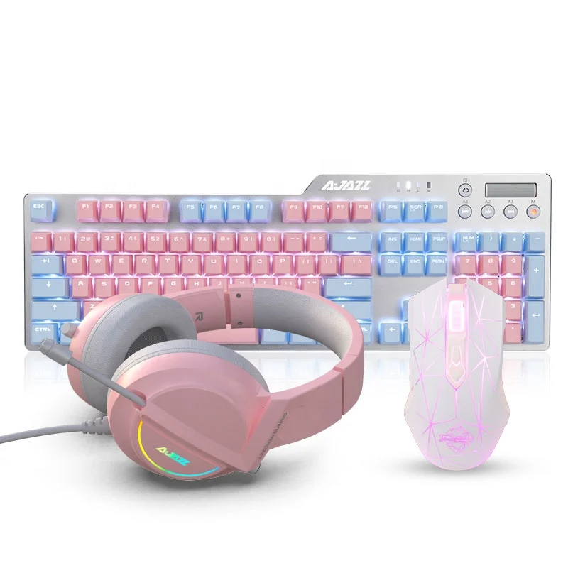 

AJAZZ New AK35i Multicolor keycaps Gaming Mechanical Keyboard Mouse Headphone Combos for Cute girls/Gamer