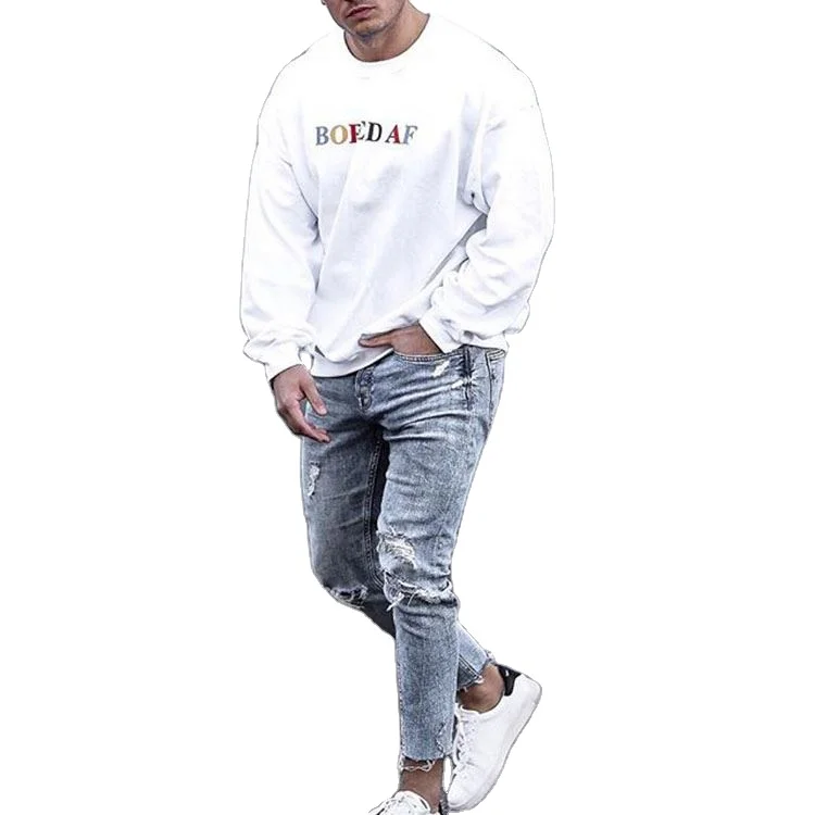 

2021 European and American trend Ruffles stylish jeans men High Street