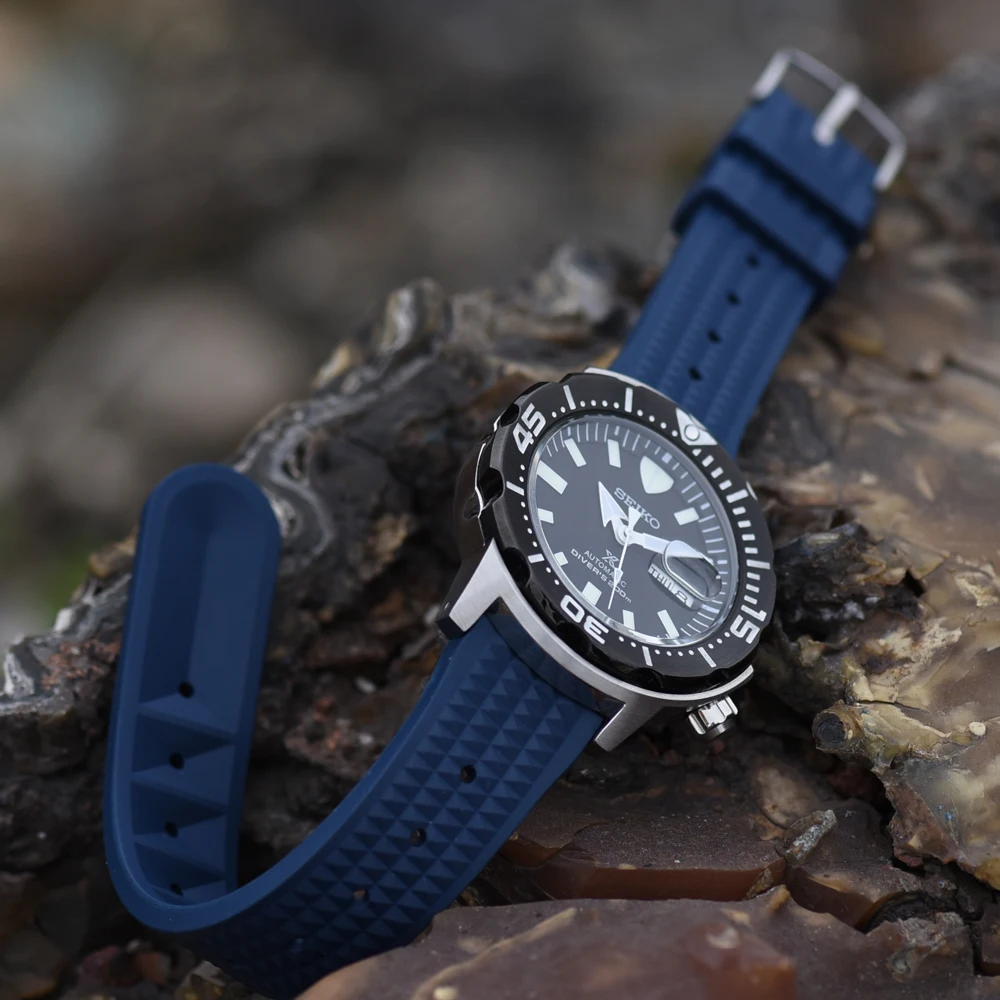 

JUELONG Replacement Quick Release FKM Strap Band 20mm 22mm Waffle Rubber Watch Strap for Diver Watch, 8 stock color to choice