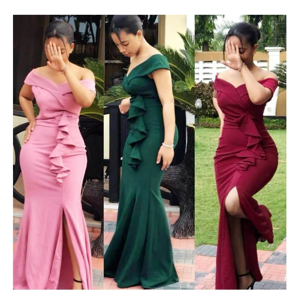 

Plus Size Evening Dresses Ever Pretty Elegant V-Neck Ruffles Chiffon Formal Evening Gown Party Dress Robe De Soiree 2020, Black/pink/yellow/blue