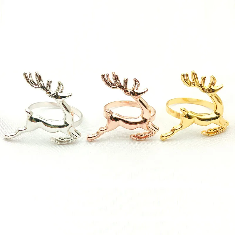 

HY Hotel Christmas deer Napkin Ring Gold napkin buckle Christmas decoration