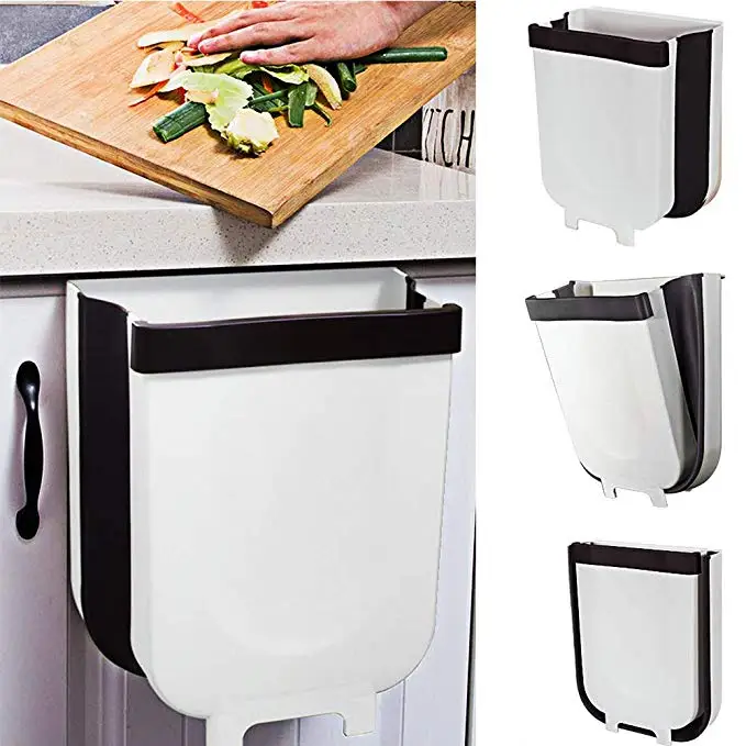 

Home accessories Silicone Waste Bins Kitchen Hanging Trash Can Collapsible Small Garbage Compact Portable Foldable Trash Bin