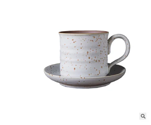 

Japanese INS style cup retro coarse clay milk breakfast cup coffee cup saucer set coarse ceramic mug