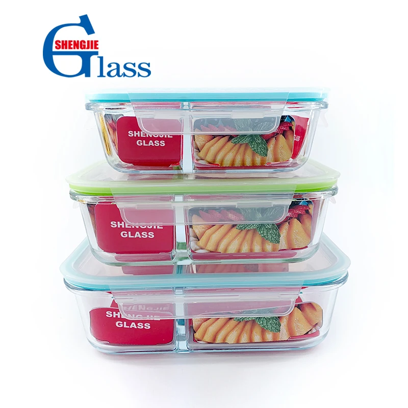 

Wholesale microwave oven airtight storage lunch container glass food meal prep containers bento box with Lids