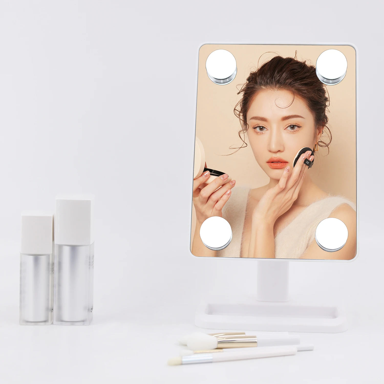 

Original LED vanity table mirror lighted smart touch screen led light makeup mirror private label makeup mirror with drawers