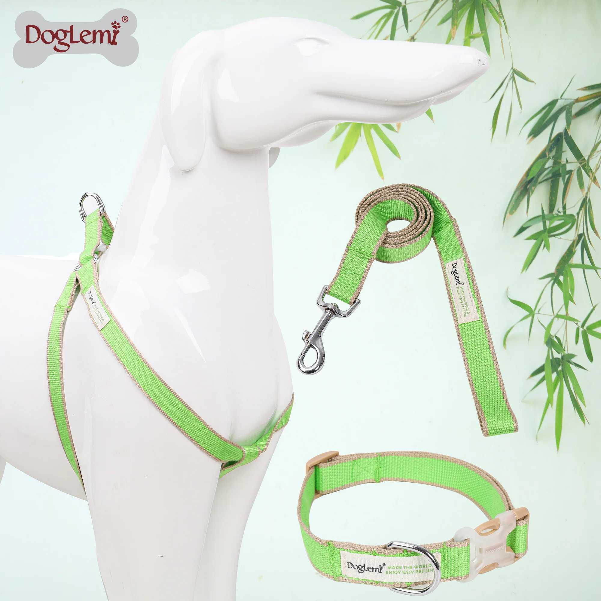 

Bamboo dog lead collar harness set ,eco friendly anti bacterial pet products