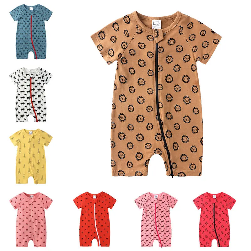 

2021 Children Summer short sleeve printing cartoon dot animal boys girls jumpsuits romper baby clothes for wholesale, As pic shows, we can according to your request also