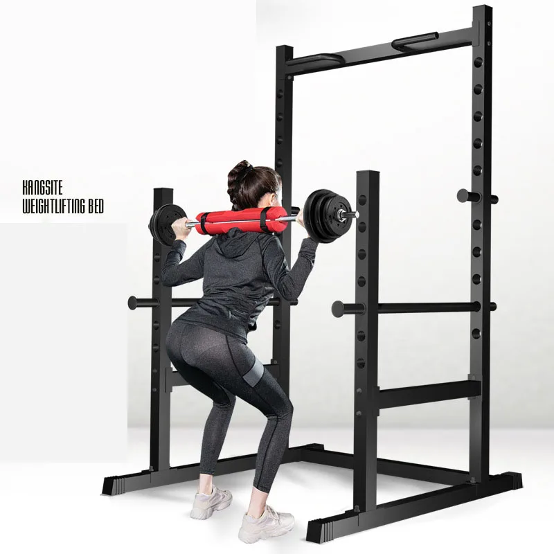 

Home Multifunctional Hammer Strength Gym Pull Up Portable Squat Rack Press Smith Machine Power Squat Cage with Platform, Black