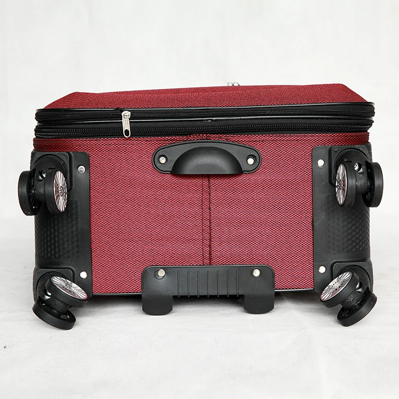 
Custom waterproof nylon red 4 wheels zipper travel suitcase luggage set 