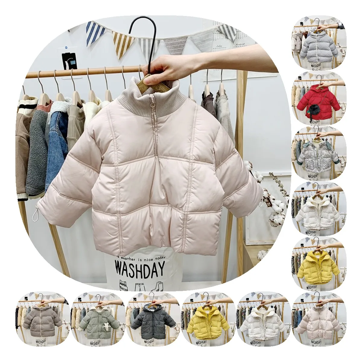 

Children's down cotton clothing 2021 autumn and winter new male and female babies in children's cotton clothing foreign trade wi