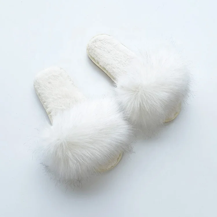 Customized Labels Winter Fashion Simple Home Soft Bottom Women Fluffy Plush Indoor Slipper Slippers Fur Indoor House Shoes