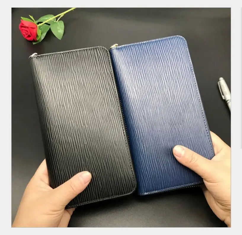 

All-Match Water Ripple Long Zipper Ladies Wallet Fashion Casual Men'S Clutch