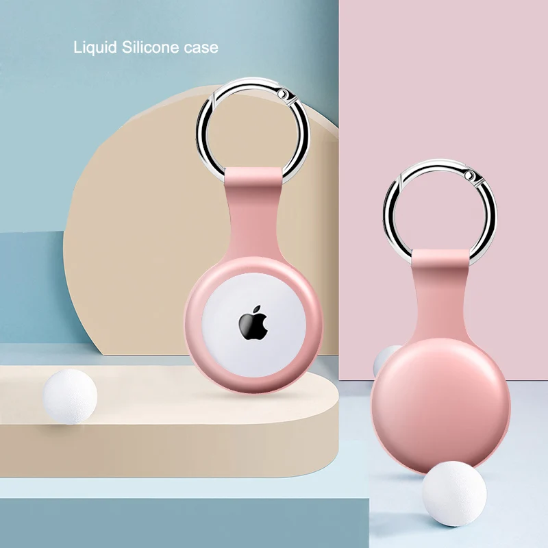 

Liquid Silicone case Air Tag Case Cover Keychain Key Ring Clip Holder For Apple Airtags Case, 8 colors