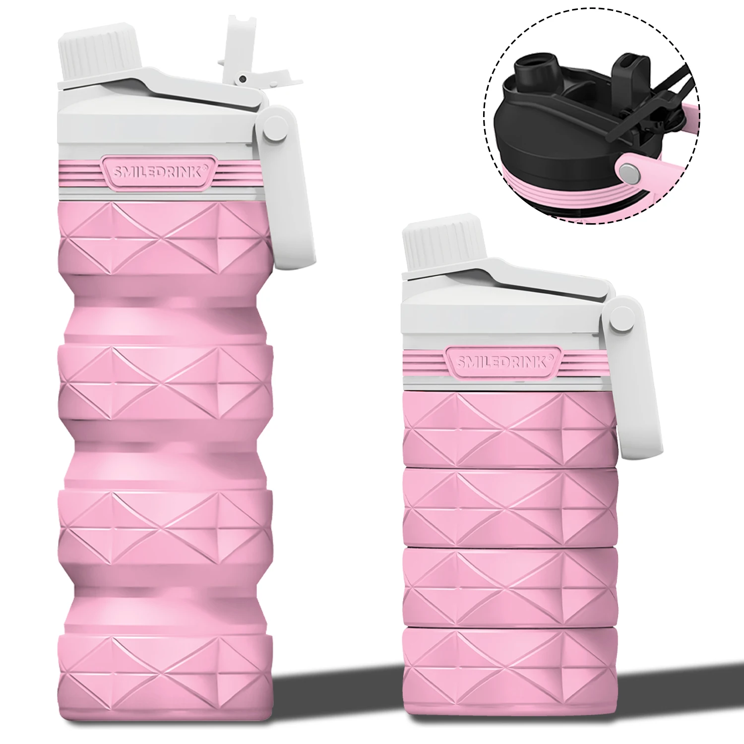 Reuseable BPA Free Silicone Foldable Water Bottles for Travel Gym Camping Hiking Portable Leak Proof Sports Water Bottle