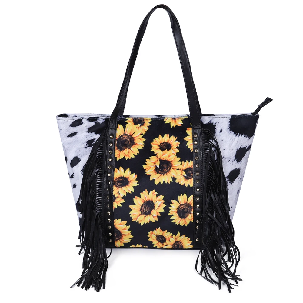 

Wholesale Monogrammed Sunflower Personalized Women Fringe Tassel Handbags