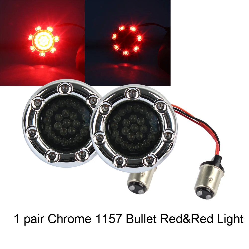 Pair 2'' Bullet Style Rear Running Light LED Turn Signal Kit with 1157 Base for Motorcycle