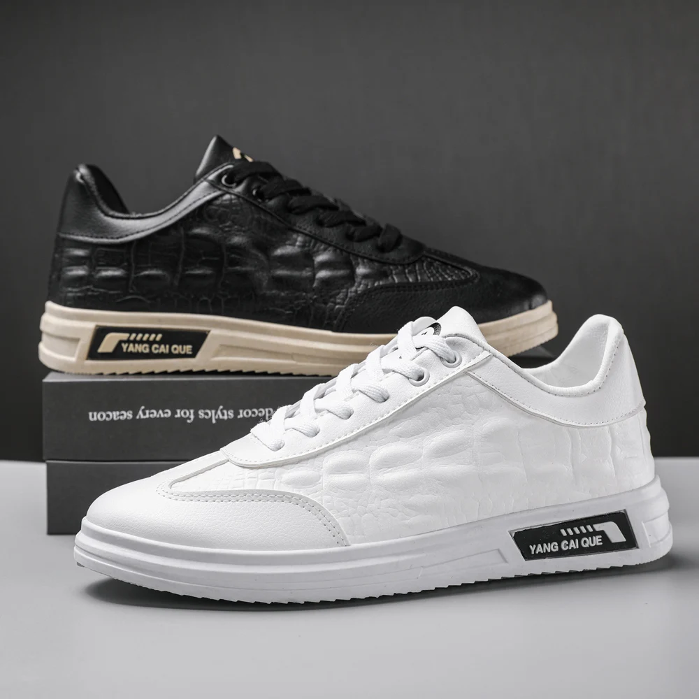 

ICM2204-001 Spring fashion lace up flat walking sneakers white casual shoes mens