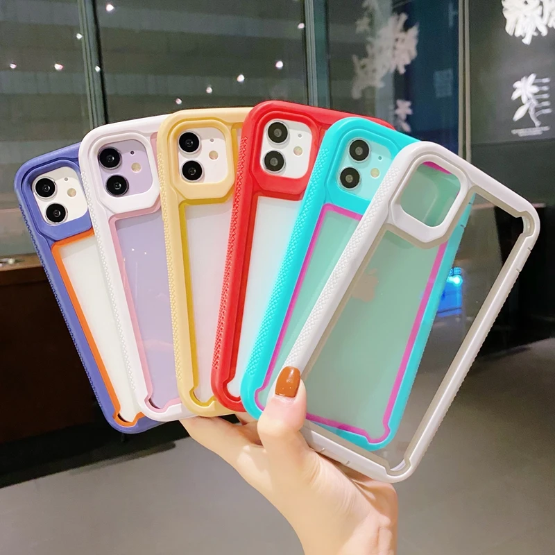 

heavy duty protective case hybrid tpu bumper for iphone 8 7 11 12,for iphone 12 dual hybrid crystal clear case