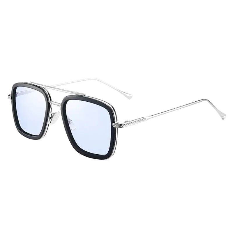 

New Iron Man Sunglasses Square Metal Retro Punk Sunglasses