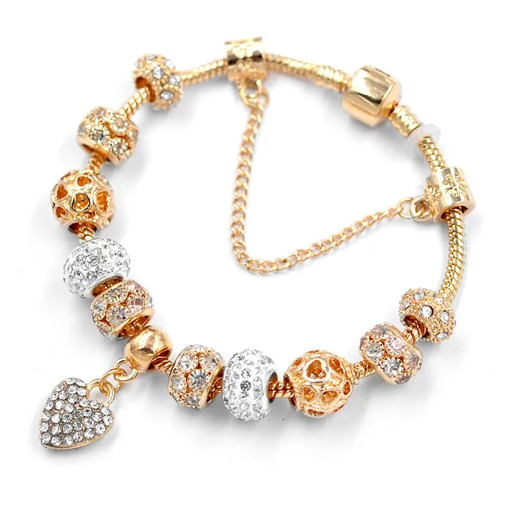 

Fashion gold heart charm bracelets women jewelry Pulseira Feminina charm bangle bracelet
