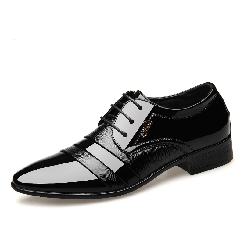 

Pointed Toe Wedding Shoes British Lace-up Fashion Men Dress Flat Party Black Shoes Business Oxfords Shoes